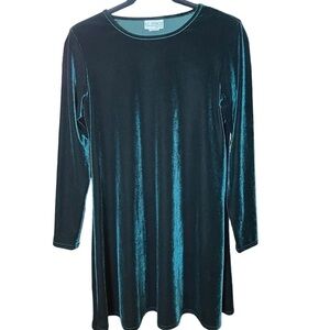 K.C. Spencer Teal Green Velvet Long Sleeve Size 4 Vintage